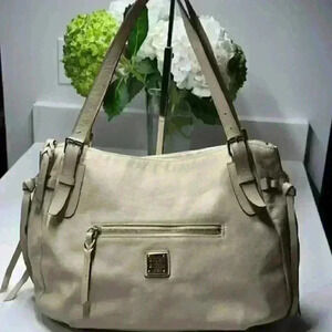 Dooney & Bourke Pebbled Leather Nina Bag/Tote/Sachel/Shoulder Bag Cream Color